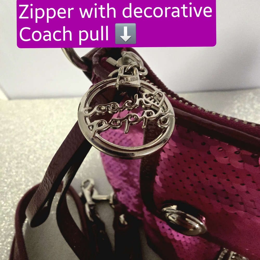 Coach Pink Sequin Crossbody Bag with Silver Accents - Picture 6 of 9
